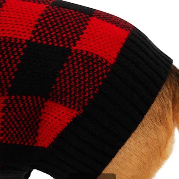 NEW Holiday Red & Black Buffalo Check Large Dog Knit Sweater Size XL - Picture 10 of 12